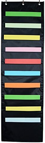 JoeyQing Premium Wall Storage Pocket Organizers, 10 Pockets, & 3 Hangers Cascading Wall Charts, Best Pocket Chart for Home Organization, School Pocket Chart, Office Bill Filing and more