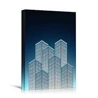 Canvas Wall Art White Building Pattern Abstract Architecture & Maps Building Chic Home Office Photography - 12x18 inches