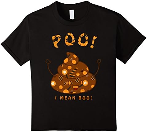 Kids Halloween Poop Emoji tee - Pumpkins and bats pattern tshirt 12 Black