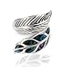 Chuvora Women’s 925 Sterling Silver Genuine Abalone Shell Wrap Leaf Ring, Adjustable Sizes 6-9