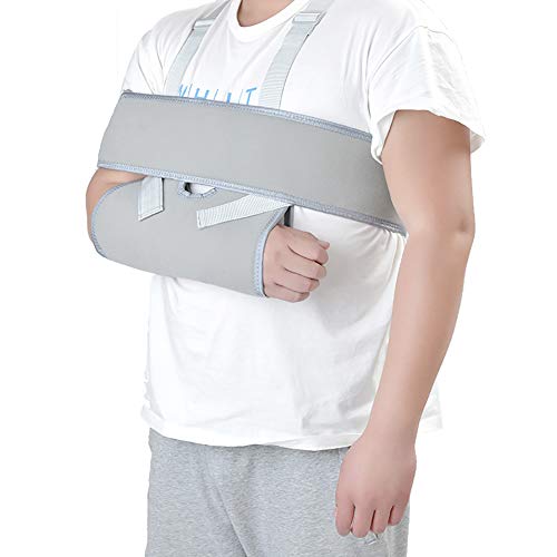 HNYG Medical Arm Sling Shoulder Immobilizer- Rotator Cuff Support Brace - Ergonomic Adjustable Grey Strap for Men, Women & Kids A786