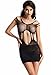 Amoretu Sexy Lingerie Mesh Mini Chemise Minidress Strappy Babydoll Black