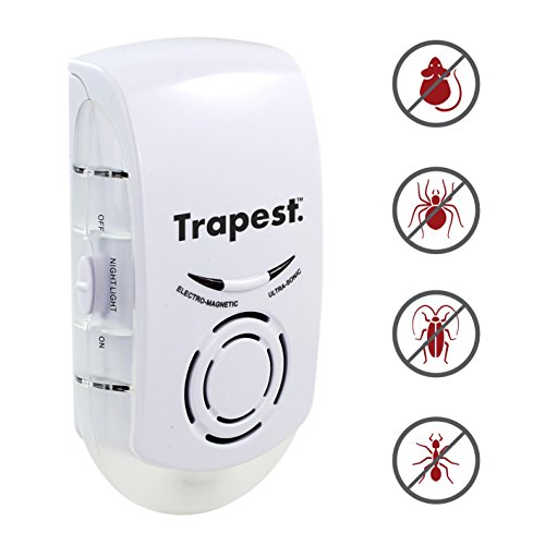 3-in-1 Ultrasonic Pest Repeller by Trapest - Electromagnetic Pest Control with Night Light - Plug-in, No Maintenance