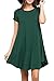 VIISHOW Womens Casual Loose Fit Short Sleeve T Shirt Dress Basic Midi Tunic Dress Dark green M