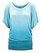 WT1052 Womens Round Neck Short Sleeve Dip-Dye Dolman Top XXL AQUA