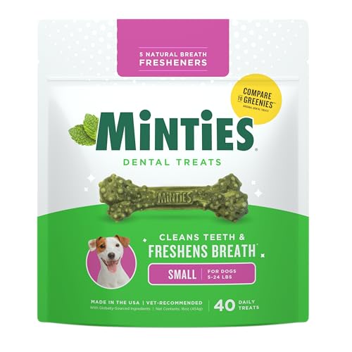Minties Dog Dental Bone Treats, Tiny/Small Dental Dog Treats, 16 Ounces, Cleans…