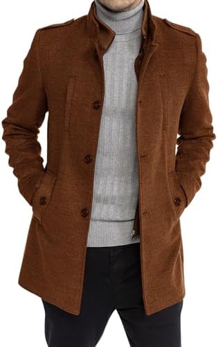 Mens Winter Cozy Comfy Coats Casual Notched Collar Single Breasted