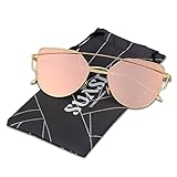 SUASI Womens' Sunglasses Vintage Reflective Flat Rimless Metal Aviator Sunglasses 66080(pink, pink)