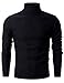 Ohoo Mens Slim Fit Small Ribbed Cotton Blend Turtleneck Pullover/DCP026-BLACK-M