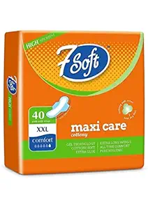 7 Soft Maxi Care Slim Comfort Cottony Extra Long Xxl Sanitary Pad Napkin With Wings For Women And Girl (40) pack of -4