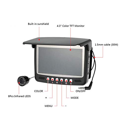 Xiaodongdong Webcam Fish Finder Sous-marine Sie Vidéo Échosondeur Pêche Caméra Ir De Vision Nocturne 4.3 Pouces Moniteur Caméra Hd 1000tvl