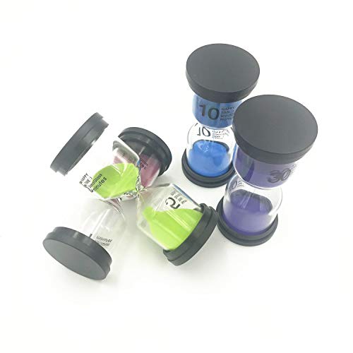 Sand Timer 4 Pack,Sageme Hourglass Timer Set Colorful Sandglass Hourglass Sand Clock 10/15 / 30 Min for Kids, Classroom, Kitchen, Games, Brushing Timer, Home Office Decoration Timers(1/5/10/30 Min)