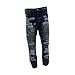 Victorious - Men's Distressed Moto Rips Jeans - Dark Indigo
