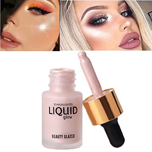 Beauty Glazed Face Glow Liquid Highlighter,Contour Make Up Glitter Brighten Shimmer 3D Highlighters Waterproof(PEARL)