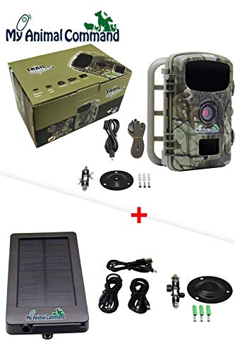 MyCommand Solar Trail Camera 16MP Animal Game Time Lapse Cam with Night Vision Motion Activated, IP66 Waterproof 1080p Spy Outdoor Deer & Wildlife Hunting. (16MP Camera and Solar Power Pack Bundle)