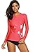 CharmLeaks Women's Long Sleeve Rash Guard Swimsuit UPF 50+ Sunblock Shirts Coral M