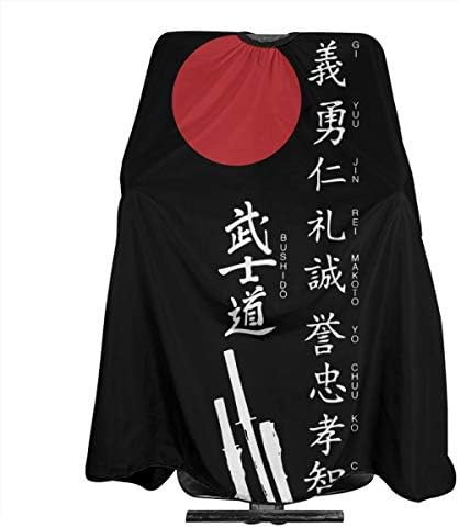 MJhair Japanese Kanji Samurai Bushido Haircut Apron Hairdressing Cape Hair Cutting for Men Women Adults