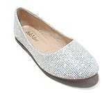BellaMarie Girl Kids Dress Ballet Flat Slip On Comfortable Ballerina Synthetic Glitter Sparkle Shoes
