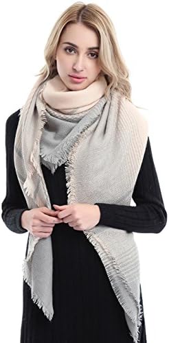 Women's Plaid Scarf Square Long Scarves Stylish Warm Blanket Scarf Gorgeous Wrap Shawl Cozy Tartan Wrap Oversized Shawl, Black/white