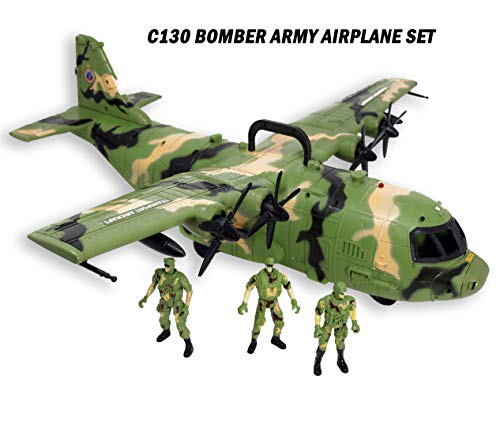 Smart Novelty Giant C130 Bomber Army Airplane Toy for Kids - Air Force Combat Military Fighter Toy Airplane with Lights and Sounds and Mini Soldiers Army for Boys Gift