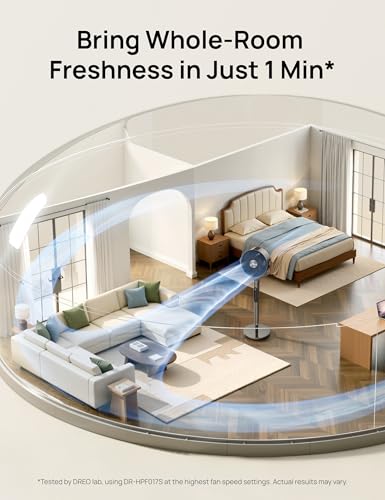 DREO Smart Fan For Bedroom, Standing Fans for Home, 120°+150° Oscillating Pedestal Fan Wi-Fi/Voice Control, 100ft 20db Quiet Circulator RGB Fan, DC Motor, 6 Modes, 12 Speeds, 37-42'' Adjustable Height