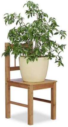 Relaxdays Bamboo Decor Chair, 57 x 27 x 29 cm, Small Flower Stand, Wooden Seat, Children's Chair, Bamboo, natural - Image 3