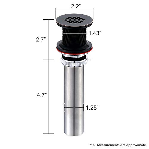 Decor Star PU-005-TO 1 1/2" Bathroom Faucet Vessel Vanity Sink Grid Drain Stopper Strainer Without Overflow Oil Rubbed Bronze