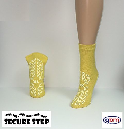 GBM Secure Step Double-Sided Tread Non Slip Safety Socks, 6 Pair