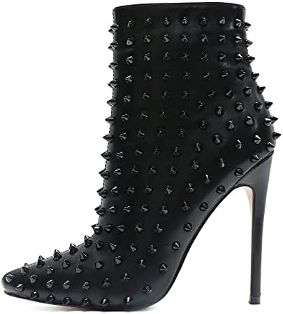 Amazon.com | FSJ Women Studded Rivets Ankle Boots Pointed Toe Side