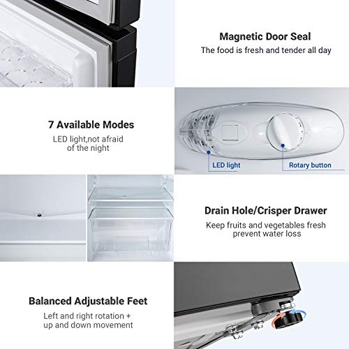 TECCPO 2 Door Mini Fridge, 3.0 Cu Ft Mini Refrigerator with Freezer