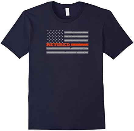 Mens Retired Firefighter Thin Red Line American Flag T-Shirt 2XL Navy