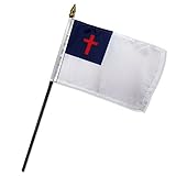 Quality Standard Flags One Dozen Christian Stick Flag, 4 by 6"