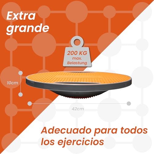 Tabla de Equilibrio, Almohadilla de Equilibrio con Asas, Extra Grande Ø 42cm, Máx. 200 kg, Entrenador de Equilibrio, Balance Board Fitness Adultos y Niños