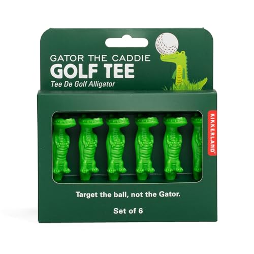 Kikkerland Pack of 6 Gator The Caddie Golf Tees – Funny Plastic Tee for Golfing Practice – Fun Gift for Husbands & Fathers