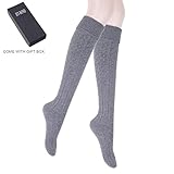 JET-BOND(TM) Thick Wool Woolen Cashmere Knitting Thigh High Knee Socks Warm Stockings (Thick Grey )