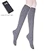 JET-BOND(TM) FS03 Thick Wool Woolen Cashmere Knitting Thigh High Knee Socks Warm Stockings (Thick Grey )