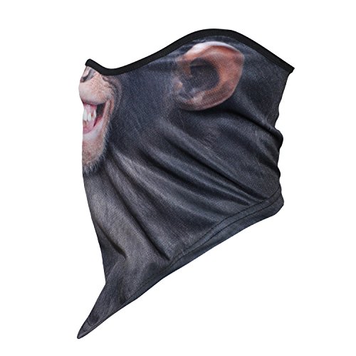 JIUSY 3D Animal Neck Gaiter Neck Warmer Windproof Face Mask Windproof Protection Cover for Ski Snowboard Snowmobile Cycling Motorcycle Riding Halloween Party Outdoor Activities Men Chimpanzee Smile
