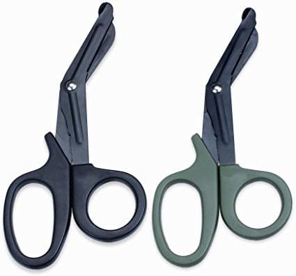 2-Pack Stainless Steel Medical Fluoride Scissor Bandage Scissors EMT Trauma Shears 7.2 Inch (Black,Green)