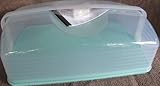 Tupperware Rectangle Cake Taker Sheer with Mint Base New