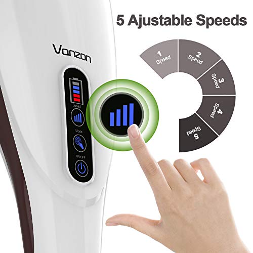 Vanzon Rechargeable Handheld Deep Tissue Massager - Cordless Electric Percussion Back Massager for Muscles, Back, Foot, Neck, Shoulder, Leg, Full Body Pain Relief with Portable Design