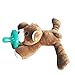 Baby Pacifier Holder Stuffed Animal Soft Plush Toy with Detachable Silicone Baby Dummy Binky Teething Soother Clip Leash & Squeaky (Little Bear)