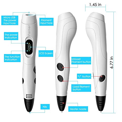 3D Printing Pen, Parner Professional 3D Drawing Pen with Led Display, Packed 16 Color PLA Filament R - //coolthings.us