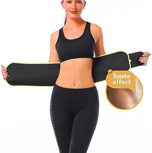 DANLOTE Waist Trimmer Belt Weight Loss Waist Cincher Trainer with Sauna Suit Effect-Best Sweat Enhancer Fat Burner for Women&amp;men (Yellow, M)