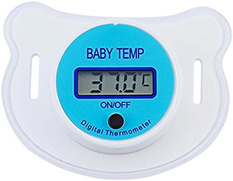 baby thermometer mouth,Baby Pacifier Thermometer Portable LCD Digital With Protective Storage Cover Safety Health Nipple (Blue)