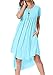 levaca Womens Summer Solid O Neck Loose Swing Casual T Shirt Dress Sky Blue M