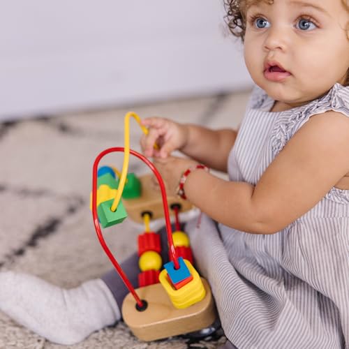 Melissa & Doug First Bead Maze - Wooden Educational Toy for Floor, High Chair, or Table Infant Maze Toy, Bead Maze Toys for Toddlers and Babies
