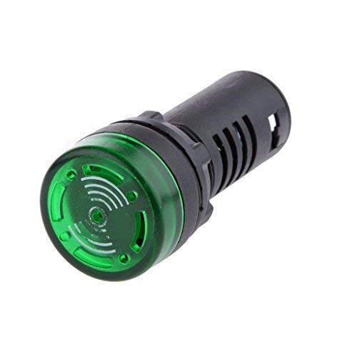 Electomania 12V 22mm Green LED Flash Alarm Indicator Signal Light Lamp with Buzzer green, 12V