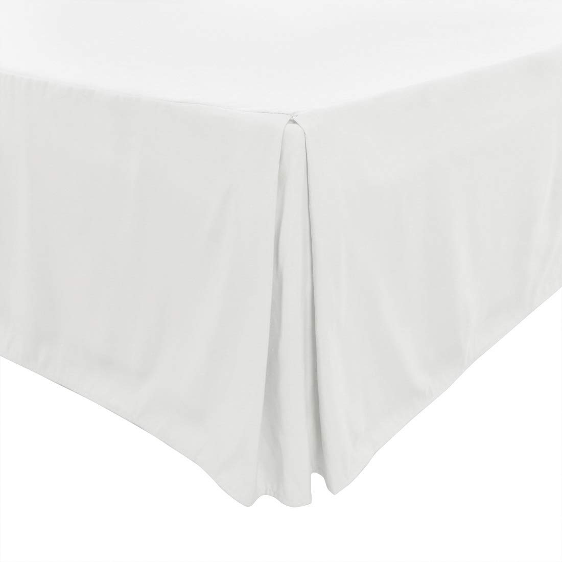 PiccoCasa Pleated Bed Skirt Classic Polyester Dust Ruffled with 14 Inch Drop Snow White King