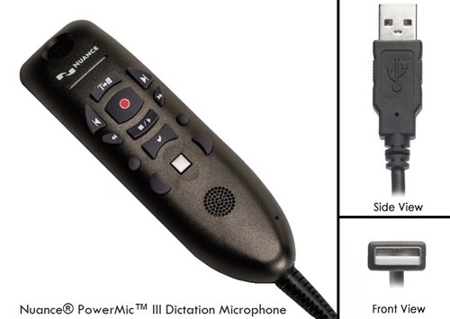 Nuance 0POWM3N9E04 PowerMic III Microphone with 9 Foot Cord, USB Connectivity for Easy plugand-play Installation as Well as Eliminating the Need for Sound Card-enabled PCs