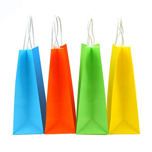 Coobey 20 Pieces Paper Party Bags Gift Bag Kraft Bag with Handle for Birthday, Tea Party, Wedding and Party Celebrations, Multicolour (Set A) - Thumbnail 5